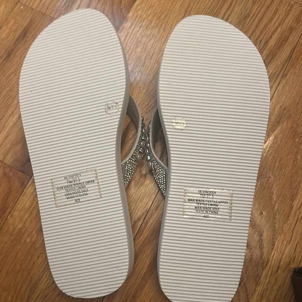White Jeweled Flip Flops - Picture 4 of 5